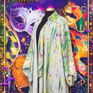 Mardi Gras Abstract Splash Patterned Kimono BAD COLLECTION